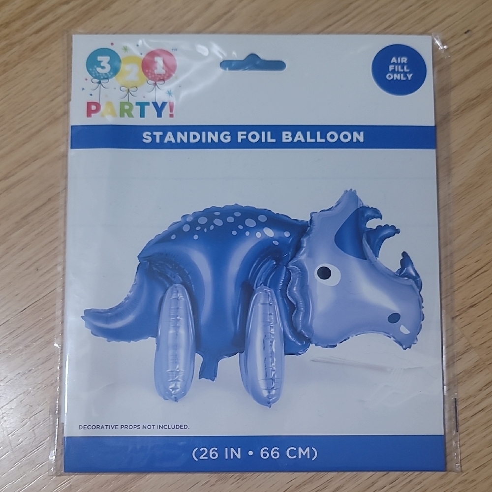 Blue Dinosaur Standing Foil Balloon